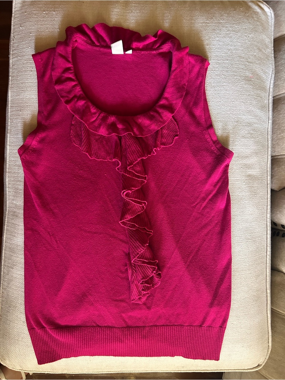 VILA Ruffle Front Sleeveless Knit Top - Pink XL